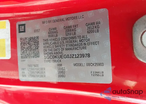 2018 Chevrolet Silverado 2500Hd Wt from USA, damaged, VIN 1GC0KUEG0JZ123978